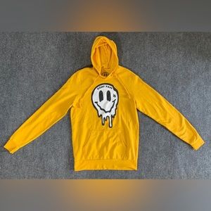 Goat Fam LA Gold Yellow Happy Face Pullover Fleece Hoodie Youth Size S